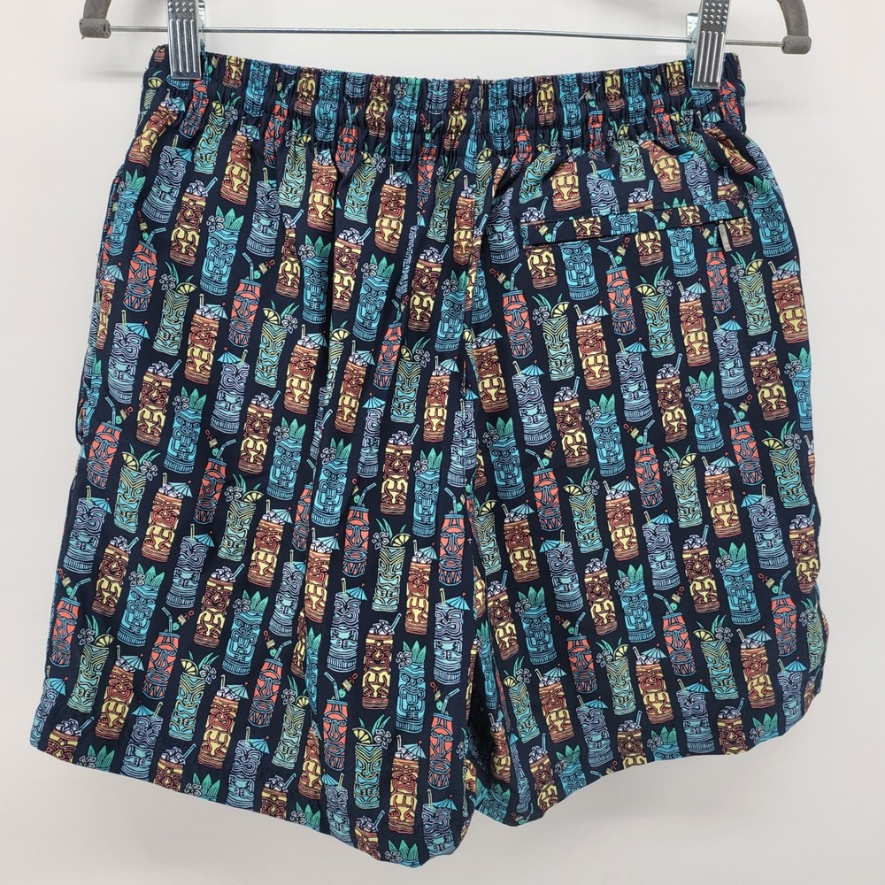 Caribbean Swimwear Men's Small Tiki Cocktail Swim Trunks Drawstring Shorts lined